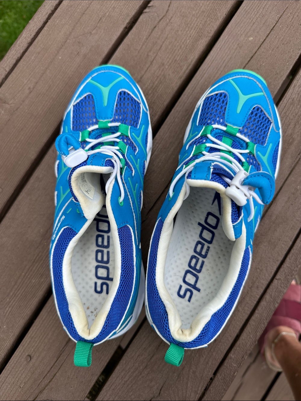 Speedo Kids Blue & Green Slip-On Water Shoes with Bungee